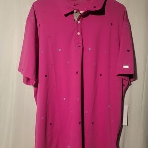 Nike Dri-FIT Men's Printed Golf Polo Short Sleeve Shirt Pink Size XL DH0645-621